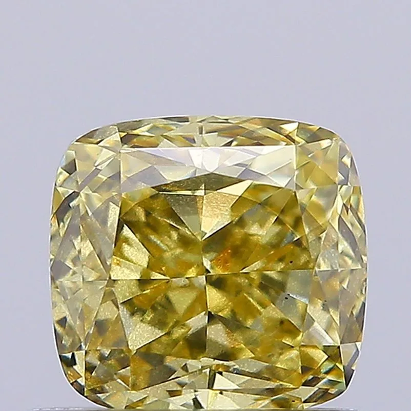 1.01ct CUSHION Fancy Intense Yellow SI2 Coloured Lab diamond