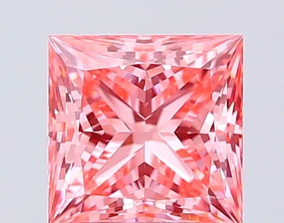 1.55ct PRINCESS Fancy Vivid Pink VS1 Coloured Lab diamond