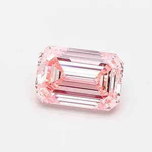 0.49ct EMERALD Fancy Intense Pink VS1 Coloured Lab diamond