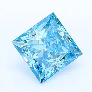 0.98ct PRINCESS Fancy Vivid Blue VS1 Coloured Lab diamond