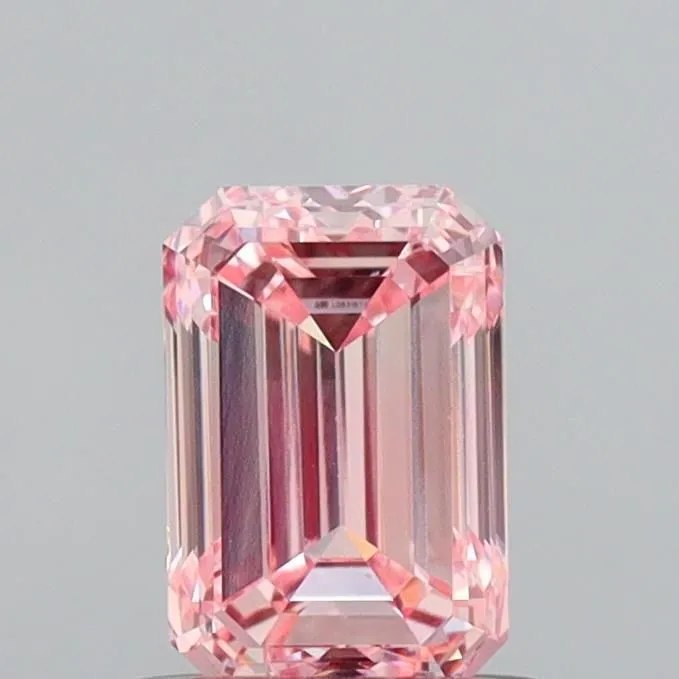 0.74ct EMERALD Fancy Intense Pink VS1 Coloured Lab diamond