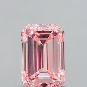 0.74ct EMERALD Fancy Intense Pink VS1 Coloured Lab diamond