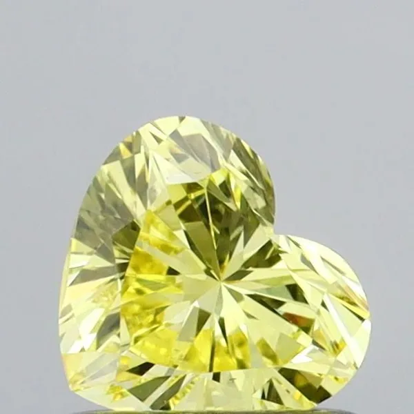 0.61ct HEART Fancy Vivid Yellow VS2 Coloured Lab diamond