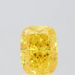 1ct CUSHION Fancy Vivid Yellow VS2 Coloured Lab diamond