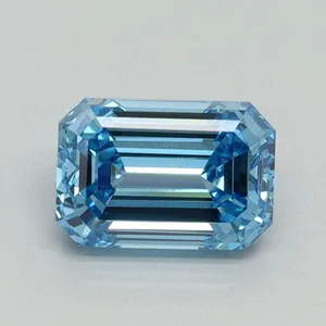 1.08ct EMERALD Fancy Vivid Blue VVS2 Coloured Lab diamond