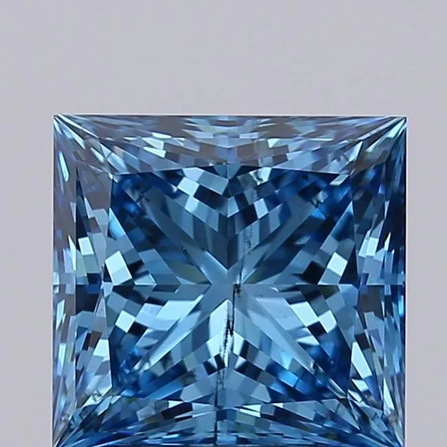 2.07ct PRINCESS Fancy Vivid Blue SI1 Coloured Lab diamond