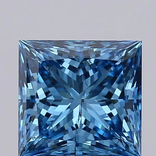 2.07ct PRINCESS Fancy Vivid Blue SI1 Coloured Lab diamond