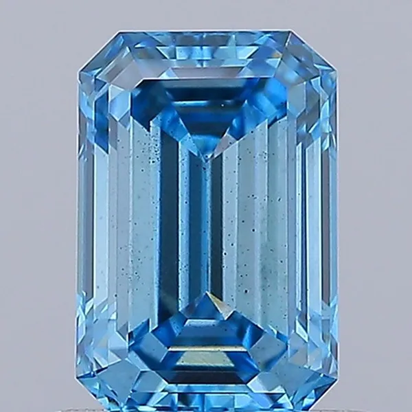 1.03ct EMERALD Fancy Vivid Blue SI1 Coloured Lab diamond