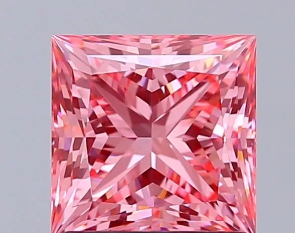 1.59ct PRINCESS Fancy Vivid Pink VVS2 Coloured Lab diamond