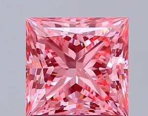 1.59ct PRINCESS Fancy Vivid Pink VVS2 Coloured Lab diamond