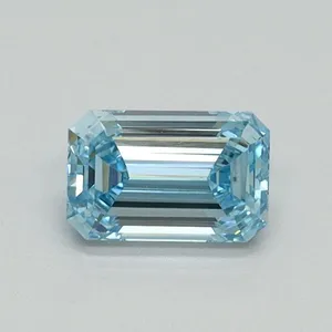 0.5ct EMERALD Fancy Vivid Blue VVS2 Coloured Lab diamond