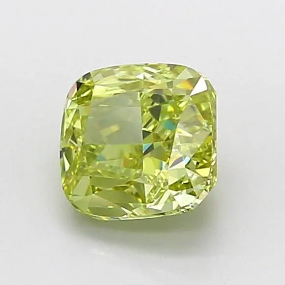 1.03ct CUSHION Fancy Intense Green Yellow VVS2 Coloured Lab diamond