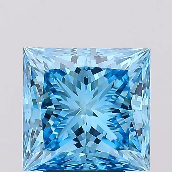 4.04ct PRINCESS Fancy Vivid Blue VS1 Coloured Lab diamond