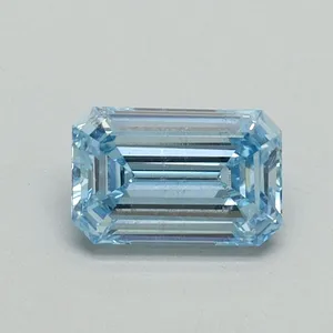 0.51ct EMERALD Fancy Intense Blue VS2 Coloured Lab diamond