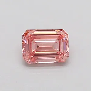 0.37ct EMERALD Fancy Intense Pink VS1 Coloured Lab diamond