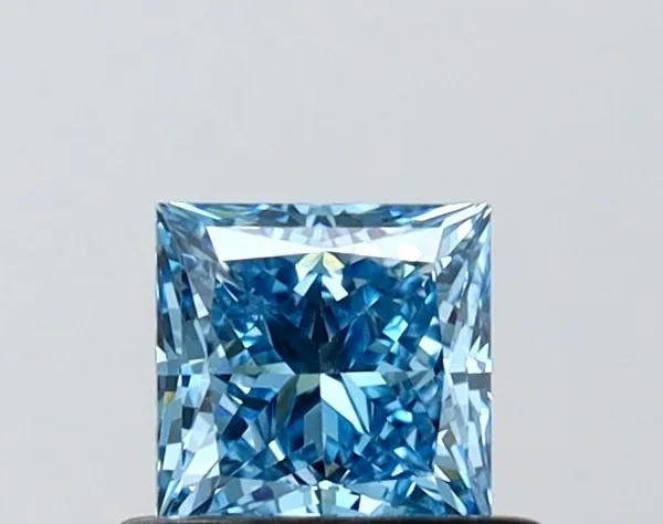 0.58ct PRINCESS Fancy Vivid Blue VVS2 Coloured Lab diamond