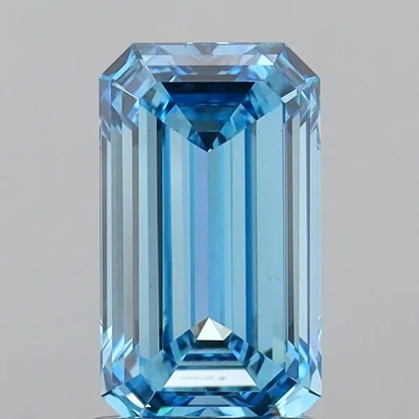 1.77ct EMERALD Fancy Vivid Blue VVS2 Coloured Lab diamond