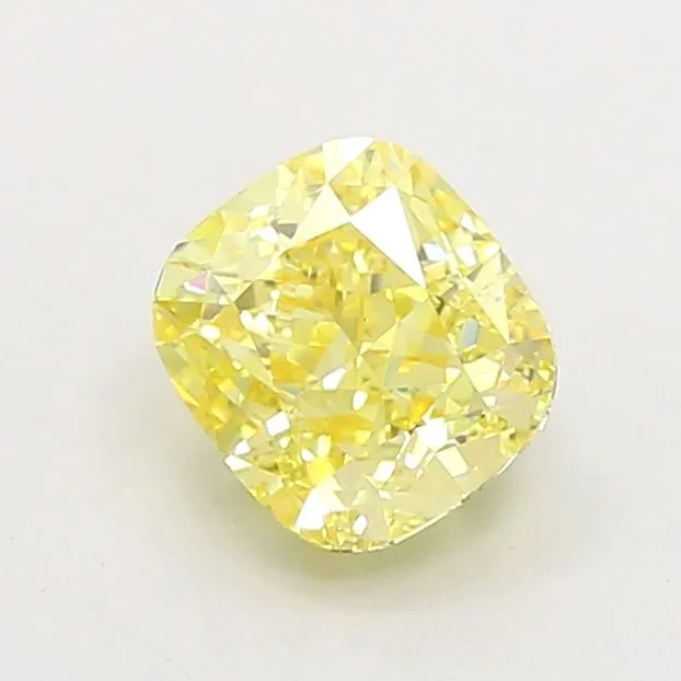 1.38ct CUSHION Fancy Intense Yellow VS1 Coloured Lab diamond