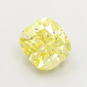 1.38ct CUSHION Fancy Intense Yellow VS1 Coloured Lab diamond