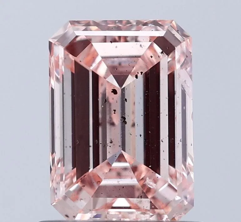 1.00ct EMERALD Fancy Pink SI2 Coloured Lab diamond