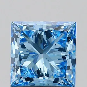 1.48ct PRINCESS Fancy Vivid Blue SI1 Coloured Lab diamond
