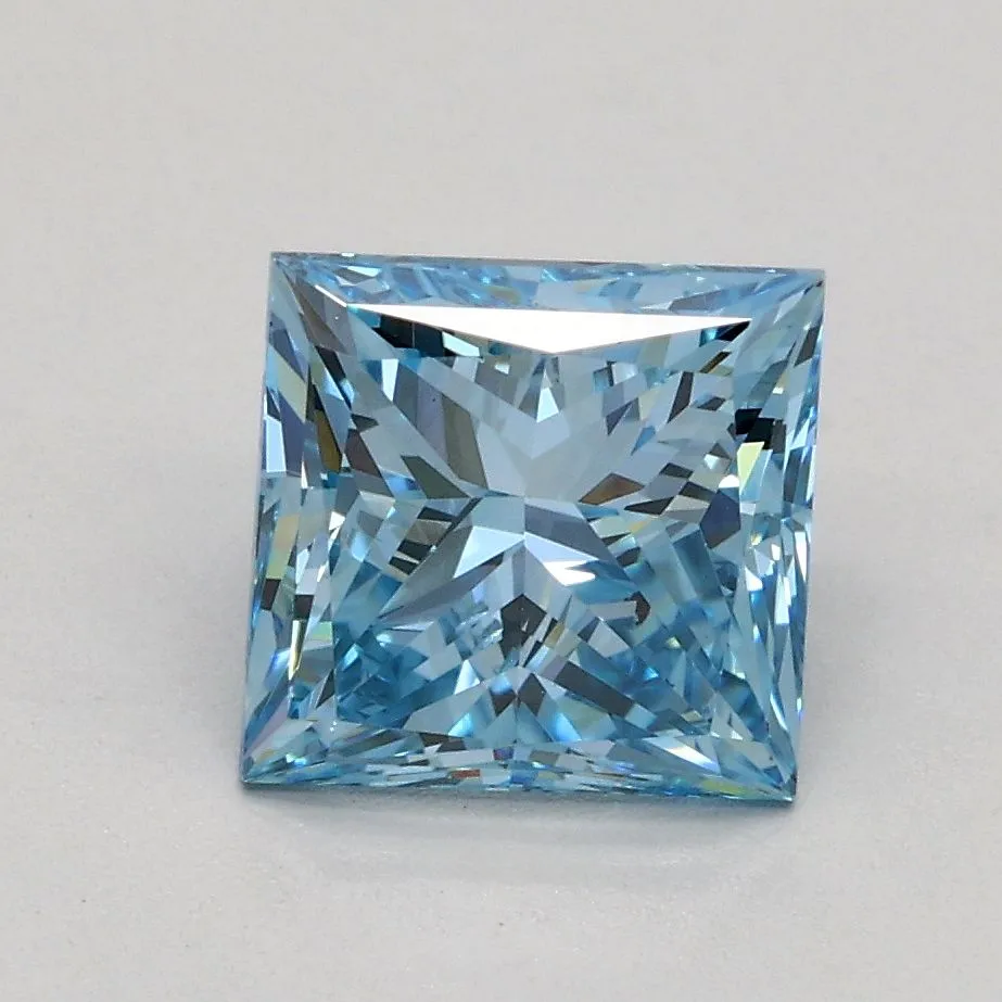 1.51ct PRINCESS Fancy Intense Blue SI1 Coloured Lab diamond