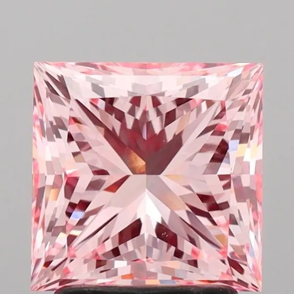 2.63ct PRINCESS Fancy Vivid Pink VS1 Coloured Lab diamond