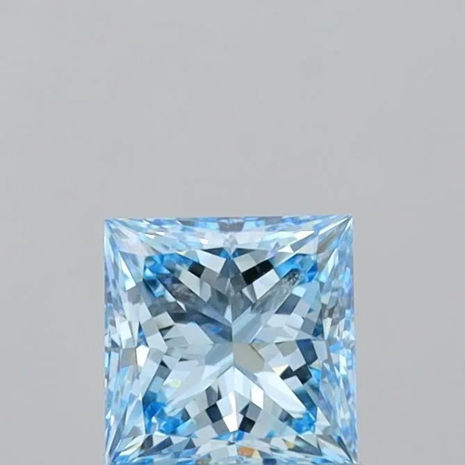 1.01ct PRINCESS Fancy Vivid Blue VVS1 Coloured Lab diamond
