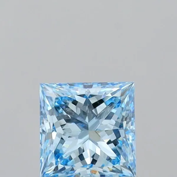 1.01ct PRINCESS Fancy Vivid Blue VVS1 Coloured Lab diamond