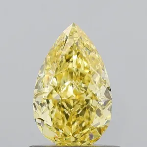 0.86ct PEAR Fancy Intense Yellow VVS2 Coloured Lab diamond