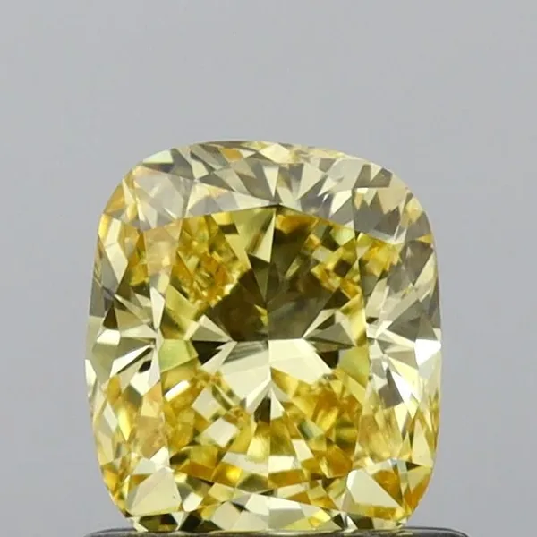0.78ct CUSHION Fancy Intense Yellow VS1 Coloured Lab diamond