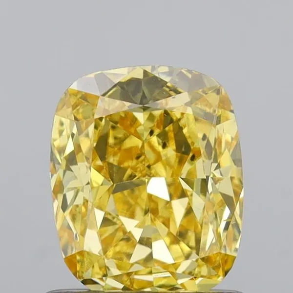 0.79ct CUSHION Fancy Intense Yellow SI1 Coloured Lab diamond