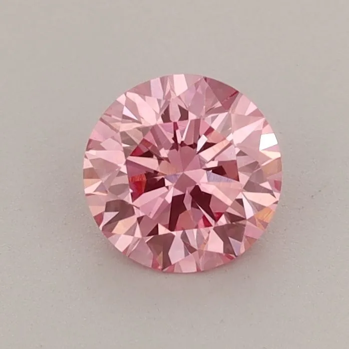 0.64ct ROUND Fancy Vivid Pink VVS2 Coloured Lab diamond