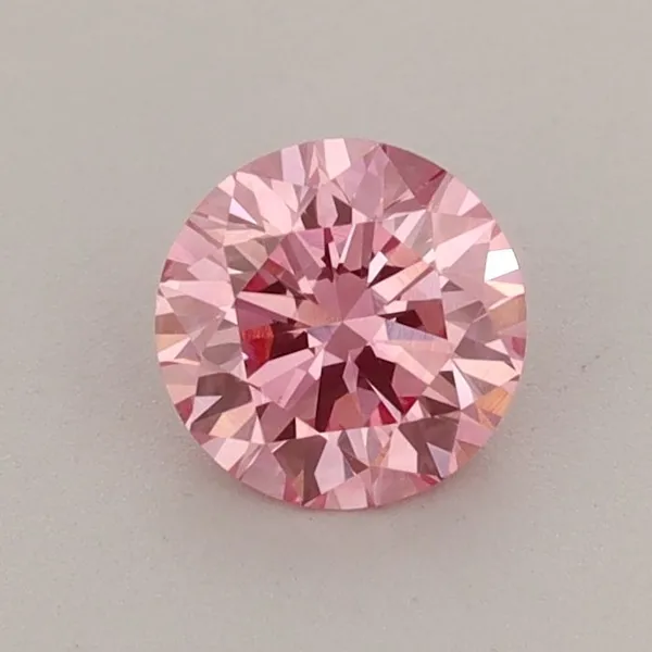 0.64ct ROUND Fancy Vivid Pink VVS2 Coloured Lab diamond