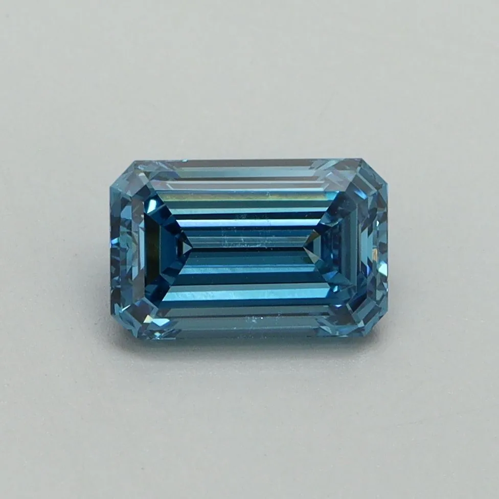 1.03ct EMERALD Fancy Vivid Blue VVS2 Coloured Lab diamond