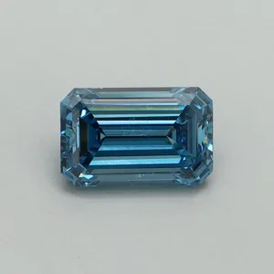 1.03ct EMERALD Fancy Vivid Blue VVS2 Coloured Lab diamond