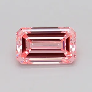0.91ct EMERALD Fancy Intense Pink VS1 Coloured Lab diamond