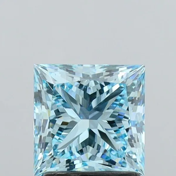 1.83ct PRINCESS Fancy Vivid Blue VVS2 Coloured Lab diamond