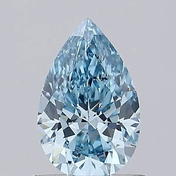 0.83ct PEAR Fancy Vivid Blue SI1 Coloured Lab diamond