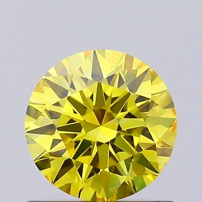 0.64ct ROUND Fancy Vivid Yellow VVS1 Coloured Lab diamond