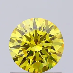 0.64ct ROUND Fancy Vivid Yellow VVS1 Coloured Lab diamond