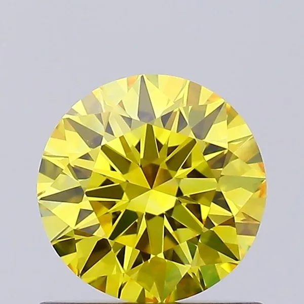 0.64ct ROUND Fancy Vivid Yellow VVS1 Coloured Lab diamond