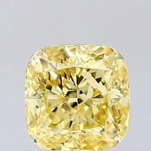 1.03ct CUSHION Fancy Intense Yellow VVS2 Coloured Lab diamond