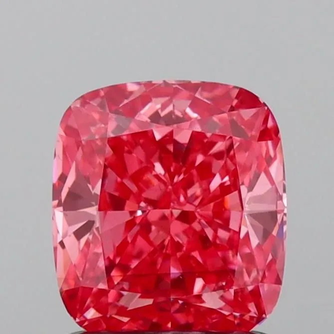 1.23ct CUSHION Fancy Vivid Pink VS1 Coloured Lab diamond