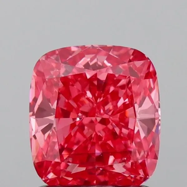 1.23ct CUSHION Fancy Vivid Pink VS1 Coloured Lab diamond
