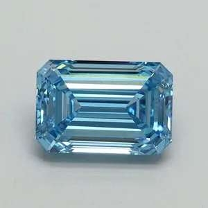 1.06ct EMERALD Fancy Vivid Blue VVS2 Coloured Lab diamond