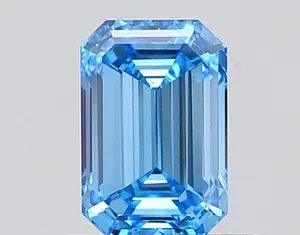 0.71ct EMERALD Fancy Vivid Blue VVS1 Coloured Lab diamond
