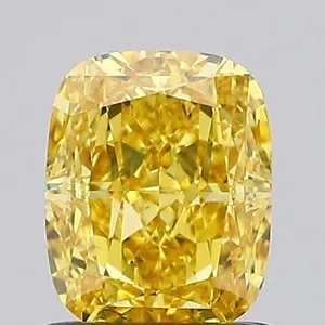 1ct CUSHION Fancy Vivid Yellow VS2 Coloured Lab diamond
