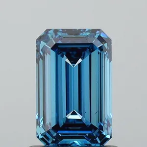 1.01ct EMERALD Fancy Vivid Blue VS2 Coloured Lab diamond