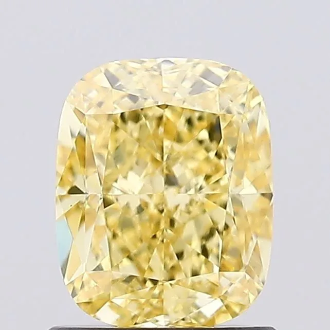 1.18ct CUSHION Fancy Intense Yellow VS1 Coloured Lab diamond